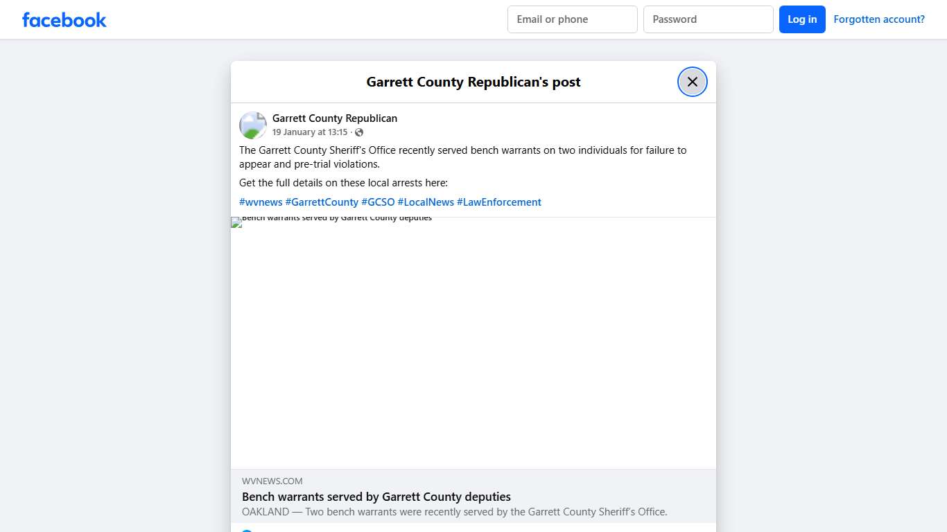 The Garrett County Sheriff's... - Garrett County Republican Facebook