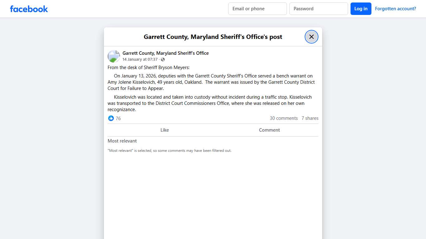 From the desk... - Garrett County, Maryland Sheriff's Office Facebook